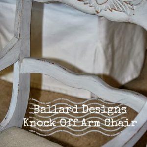 Ballard Designs Casa Florentina Genoa Arm Chair Knock Off with chalk paint, linen seat, and monogram. All for $20