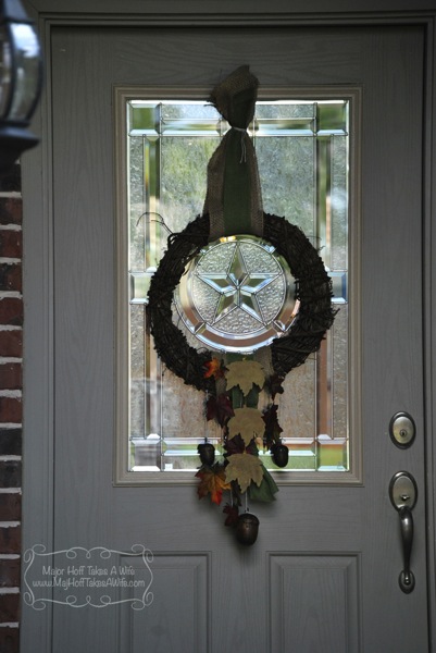 Fall door wreath with lantern