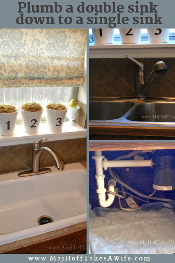Highlighting how we changed out the sink from a stainless steel double sink to a single basin sink. It's easier than it looks. Check out the step by step detailed instructions on what you need to do even if there is a garbage disposal involved! Farmhouse sinks that feature a single drain will not intimidate you anymore! via @mrsmajorhoff