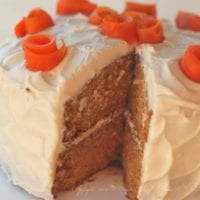 carrot cake with rolled sugar carrot flowers