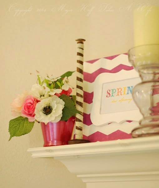 Spring Artwork on mantel pantone color of the year