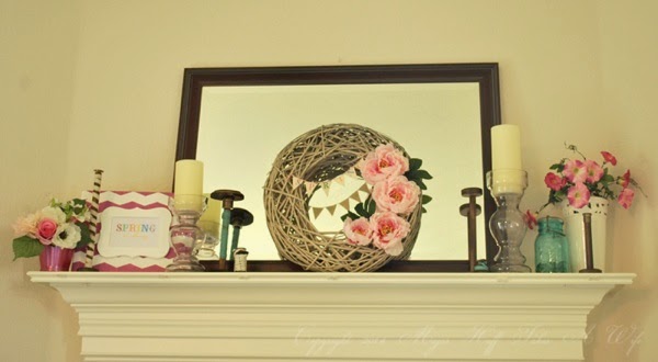 Spring mantle with Peony wreath