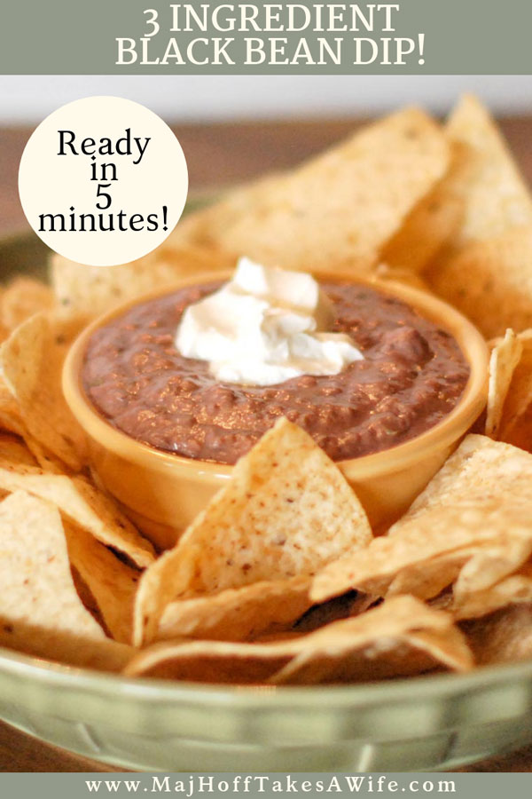 Looking for a fast recipe for easy black bean dip? You will love this 3 ingredient Mexican inspired creamy black bean dip. Serve warm or cold and make it as spicy as you like. A healthy alternative to many fattening dips. Smear on tortillas with cheese for fast tacos or with chips for a favorite party dip! via @mrsmajorhoff