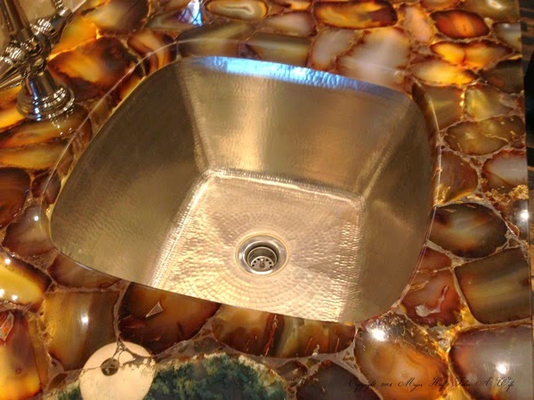 Agate Counter with hammered sink basin