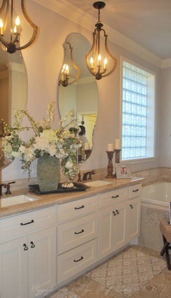 Double vanity with recessed sinks ballard designs curvy mirrors