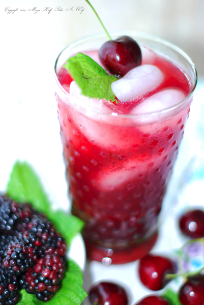 Cherry Limeade with Mint and blackberries