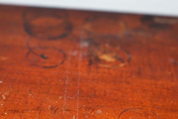 Drink stains on dresser top