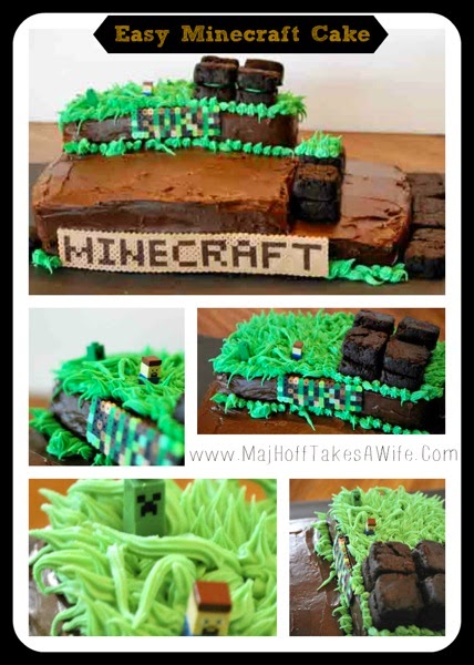 This Minecraft cake is a cinch to make! Forget the expensive bakery cake and use this for your Minecraft party! I've got your Minecraft party ideas covered! via @mrsmajorhoff