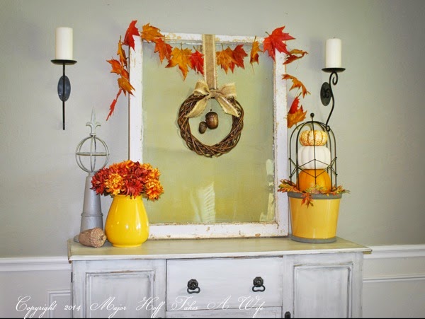 Dining room buffet dressed for fall