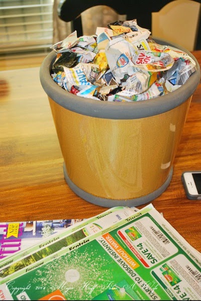 Fill pot with crumpled newspaper ads