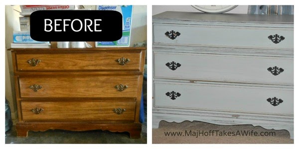 Chalk paint dresser before and after