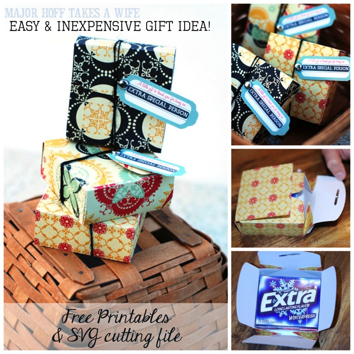 Easy and inexpensive gift idea using SVG file free printables and Extra Chewing gum