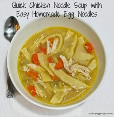 Play Party Pin Quick Chicken Noodle soup with homemade noodles