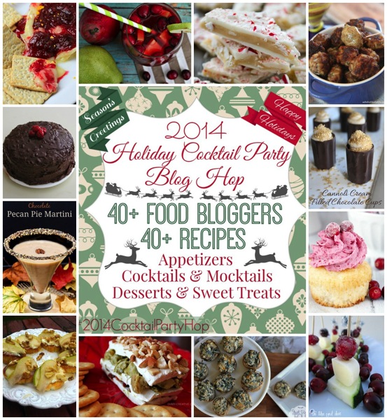 A round up post that contains 40+ recipes form your favorite food bloggers. Includes appetizers, cocktails/mocktails, desserts & sweet treats. Throw a perfect holiday cocktail party with all these fabulous ideas!
