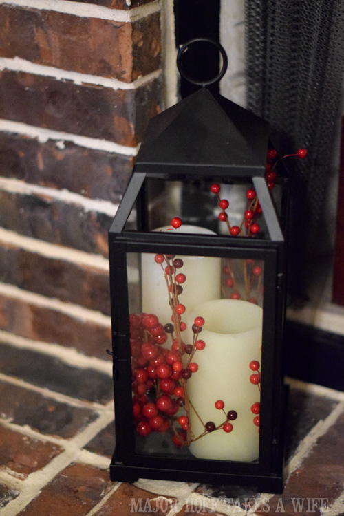 Decorate a Lantern for Christmas with berries