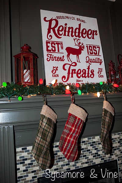 Plaid stockings add to the Plaid Country Christmas theme