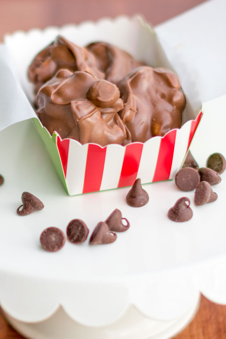 Triple Chocolate Peanut Clusters as a holiday gift