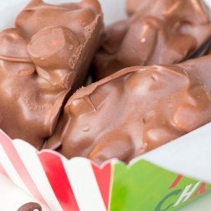 Chocolate peanut clusters are one of the BEST Christmas treats! These peanut clusters are so easy!!! Made in minutes on the stove top, versus hours in a Crockpot or slow cooker ! Uses chocolate, peanuts and white bark, for just 4 ingredients! This old fashioned recipe has been a family favorite for over 40 years! Learn how to make these simple but special chocolates for holiday gifts! #christmastreats #holidaygifts #MHTAW