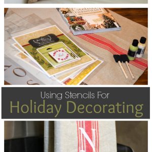 Use Stencils for Easy Holiday Decorating! Deck the Halls! Looking for a way to bring Creativity into your Holiday Decor? Use easy to find items like pillow covers or dish towels, along with stencils to decorate your home for the Holidays. Enjoy crafting your own decorations this Christmas! #Christmas #Holidays #crafts #HolidayIdeas