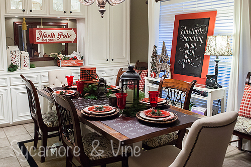 Plaid country Christmas inspired dining room decor