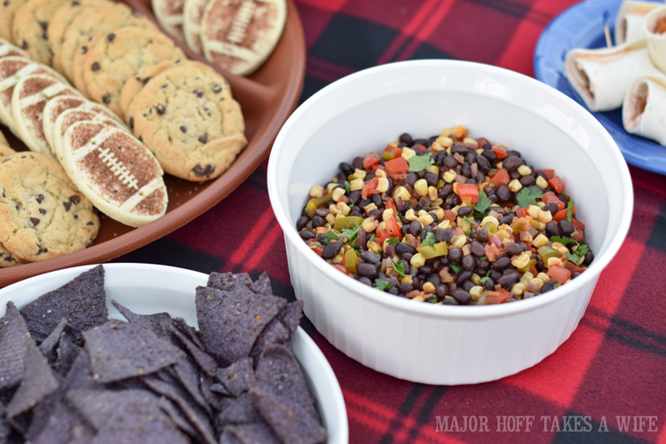 Black bean and corn salsa for a fun tex mex tailgating party