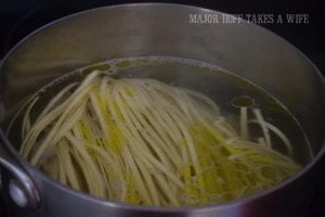 Boiling noodles for homemade spaghetti sauce