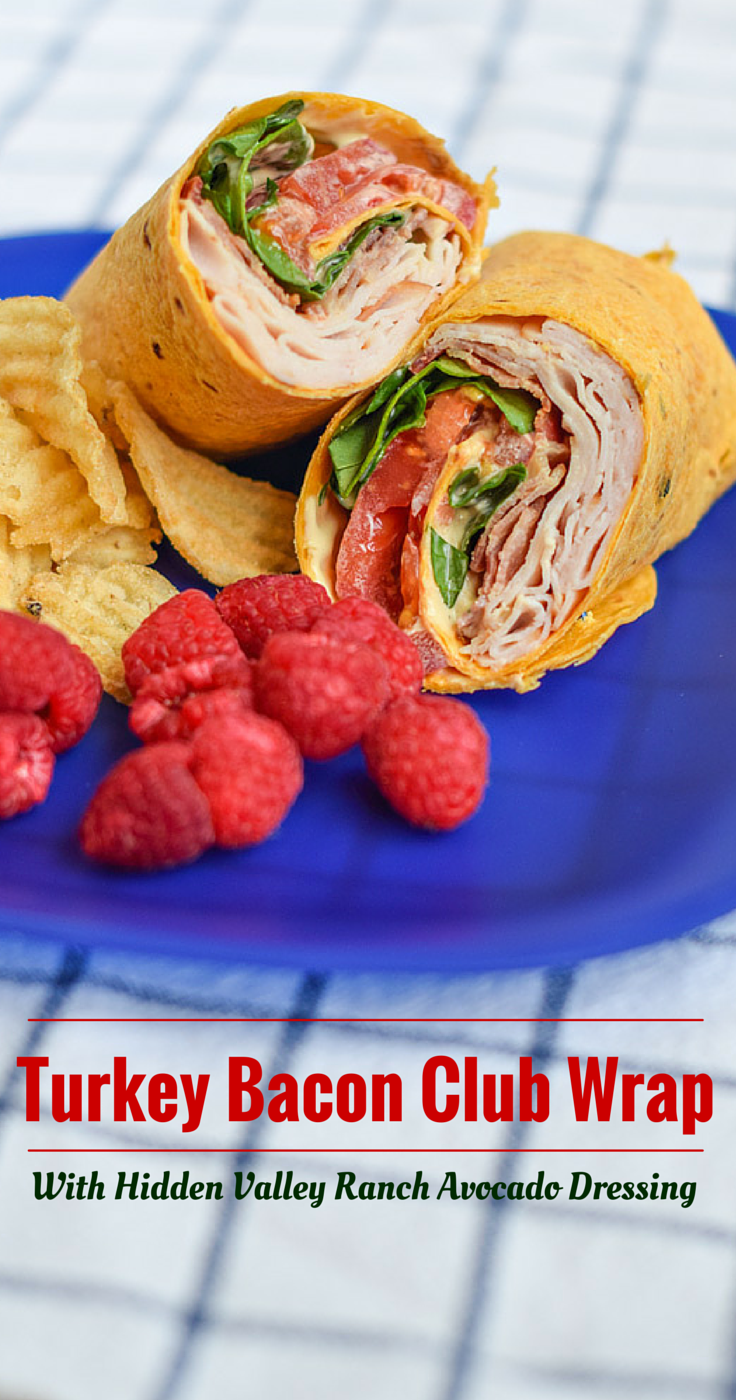 Looking to get out of a sandwich rut? Try this delicious Turkey Bacon Club Wrap Featuring Hidden Valley Ranch Avocado Dressing! #WhatsYourRanch #collectivebias #sandwich #wraps #lunch #ad
