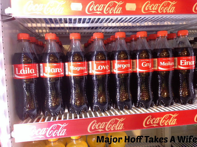 Coca-Cola personalized cans in Norway. Laila, Hans, Magnus, Love, Jorgen, Gry