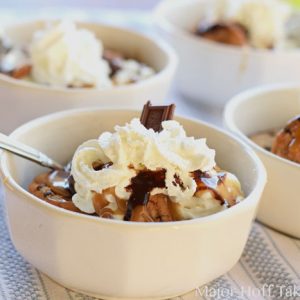 Butterscotch chocolate chip cookie ice cream sandwich sundaes Amazing chocolate chip cookie ice cream sandwiches with butterscotch layers. Step up your ice cream sandwiches with this amazing homemade butterscotch sauce! Featuring Blue Bunny premium vanilla ice cream. #SunsOutSpoonsOut #CollectiveBias #ad