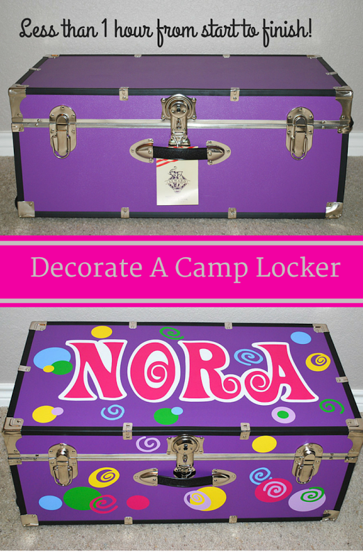 Decorate A Camp Locker in under an hour. Easy DIY lesson on how to decorate a summer camp locker / trunk. Custom Trunks are all the rage and your little one with adore it. Less than 1 hour from start to finish! Uses a Cricut cutting machine and vinyl. #camp #locker #cricut #vinyl #craft #DIY