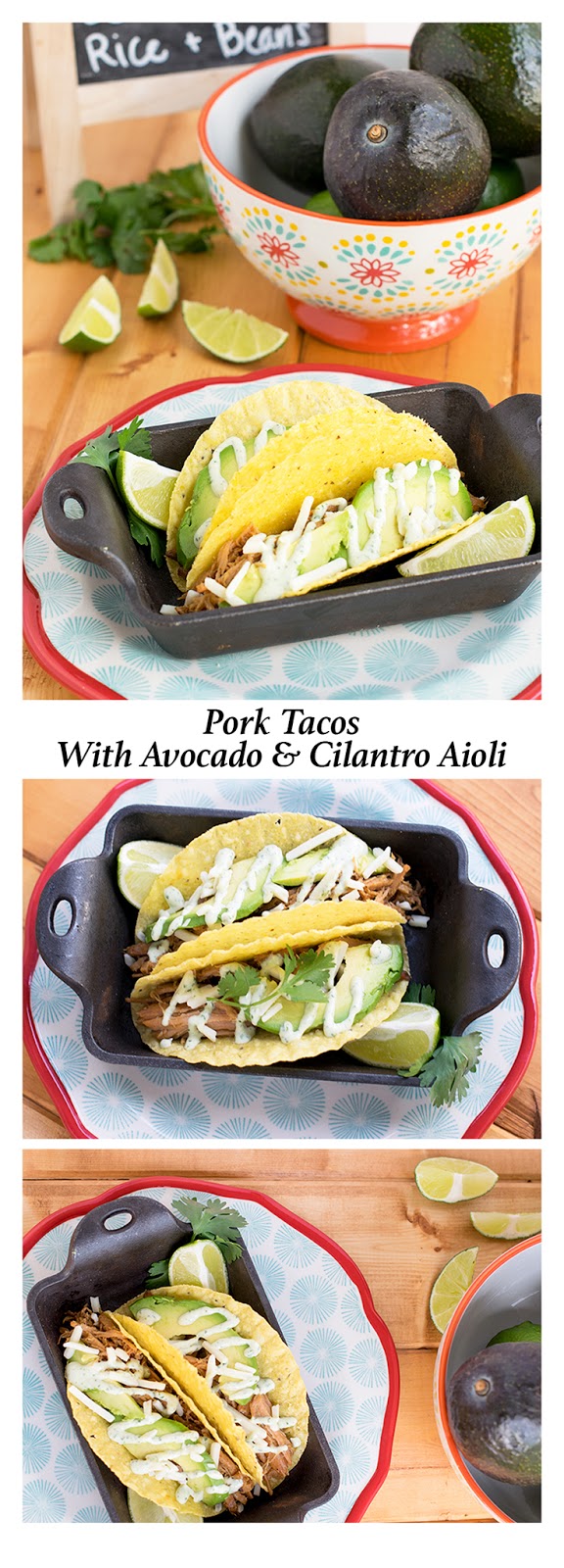 These easy pork tacos will knock your socks off! Make those hectic back to school dinners even easier by utilizing your slow cooker for this recipe. Features an additional recipe for Cilantro Aioli that makes the tacos taste like you just ordered them from a taco truck! #pork #GetBackToPork #recipe #dinner #taco #WeaveMadeMedia