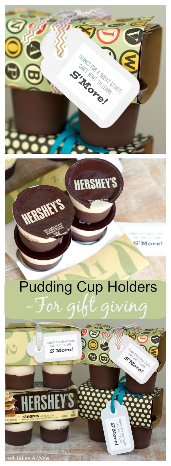 Easy to make DIY pudding cup holders for gift giving along with free printable tags for new neighbors, teachers or friends! #chocolate #smores #readysetsnack #cbias #ad