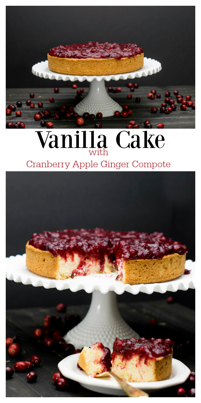 This dense cake with a tart compote is sure to become a holiday favorite! The vanilla cake reminds you how simple desserts are the best, and the cranberry compote adds color and flavor to your holiday table. Perfect for Thanksgiving or Christmas. #ad #HolidaywithGlade #Christmas #Cranberry #Thanksgiving #Dessert