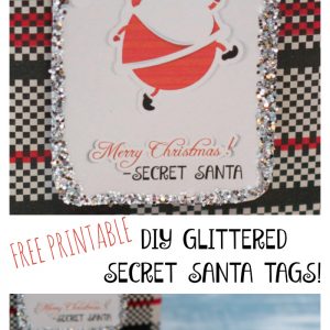 Printable Glittered Secret Santa Gift Tags DIY glittered secret santa gift tags! Looking for a fun and cute way to tag your Secret Santa gifts?