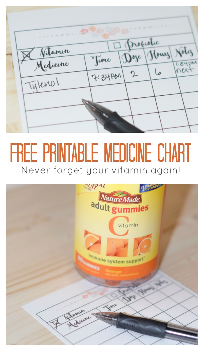 Need to keep track of your daily vitamin or medicines? This free printable medicine chart helps you do just that! Perfect for new mothers, for those recovering from surgery, and those who want to remember their daily vitamin. #NatureMade #IC (ad)