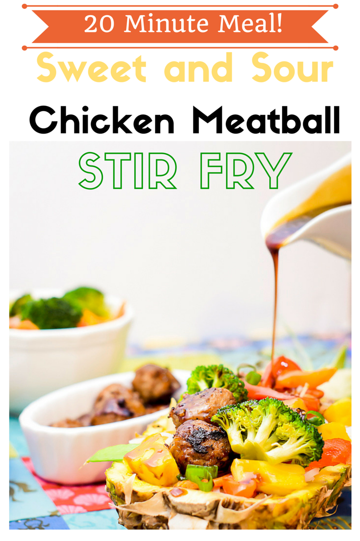  #AD Sweet and Sour Chicken Meatball Stir Fry. Take advantage of fresh summer produce and the ease of Aidells® Meatballs! Easy to prepare with a recipe for a homemade sweet and sour sauce. Can be modified to be gluten free. #UncompromisingFlavor #CollectiveBias