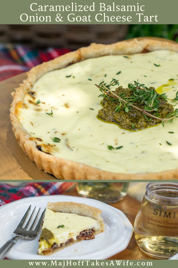 Want to learn how to make a caramelised onion tart? This savory goat cheese and balsamic onion tart recipe is easy to convert with the crust you have. Have a more formed shell with a pie crust dough, or a more rustic form with puff pastry. Top with pesto and thyme leaves. Perfect for a picnic or an upscale appetizer when made in mini forms.  via @mrsmajorhoff