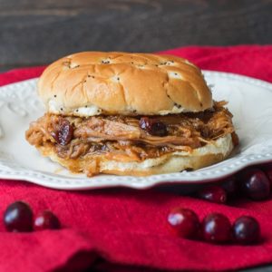 Leftover Cranberry Sauce Pulled Pork Sandwiches