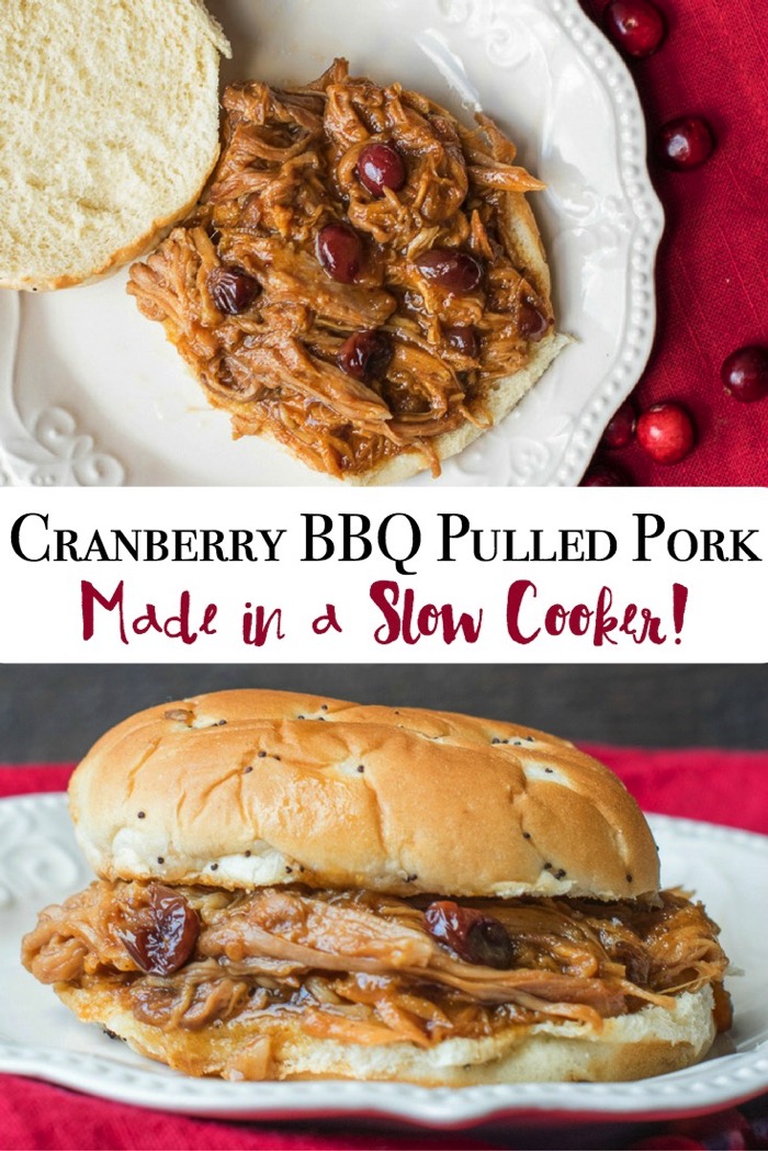 This slowcooker recipe uses leftover cranberry sauce to make tender, juicy and flavorful cranberry bbq pulled pork!