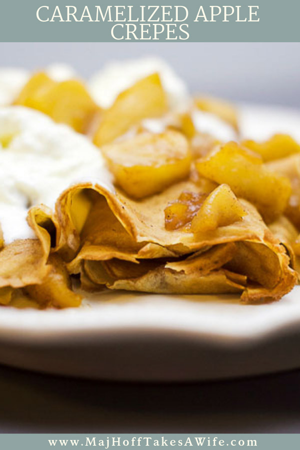 Amazing Caramelized Apple Crepe Recipe~ These caramelized apple crepes are perfect for fall. Featuring in season apples, cinnamon, ginger, cloves and nutmeg they leave your house smelling amazing. Using pre-made crepes cuts down on the mess and work time, but homemade crepes work wonderfully. Ditch just the sugar and butter and liven things up with apple slices drenched in a homemade caramel sauce! via @mrsmajorhoff