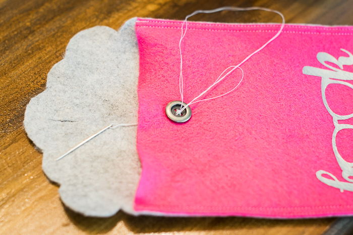 sew a button on a kindle case