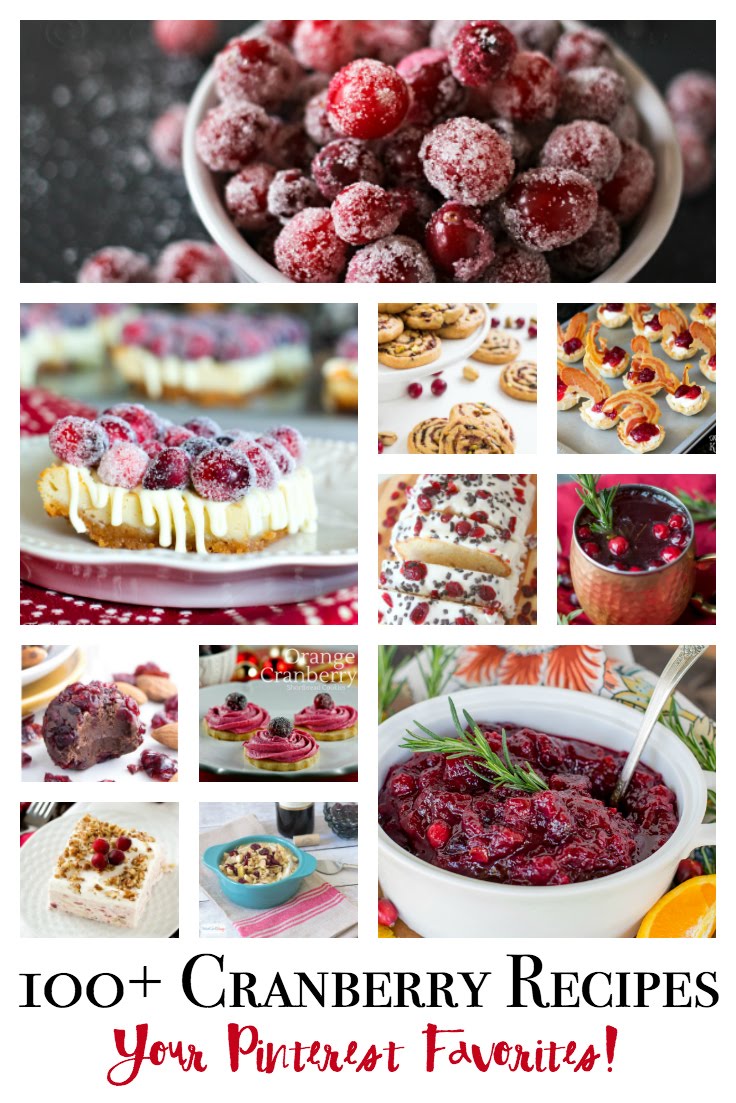 100 plus favorite cranberry recipes! Over 100 of your favorite Pinterest Cranberry recipes! From breads & bars, appetizers & drinks, cranberry sauce to cranberry fluff- all in 1 spot!