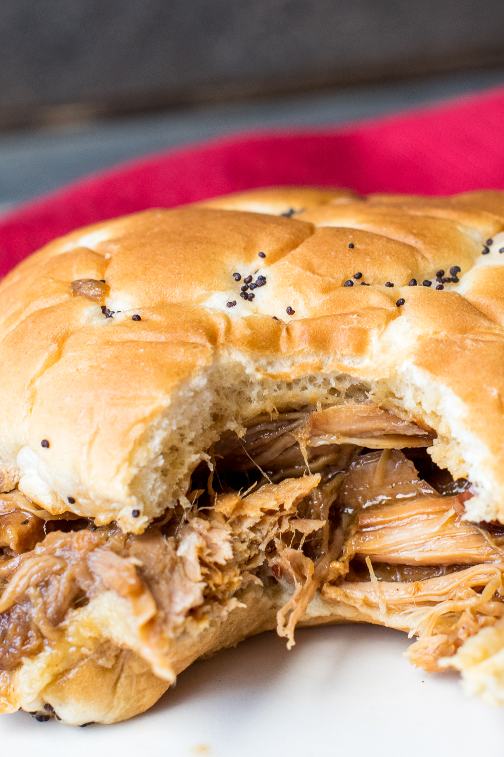 Cranberry BBQ Pulled Pork in a slow cooker