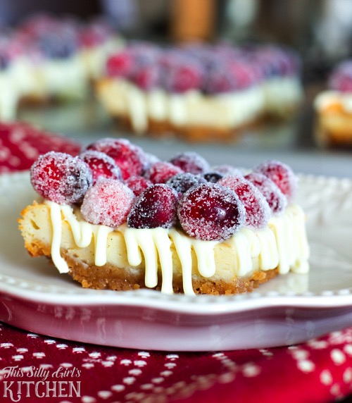 White Chocolate Cranberry Cheesecake Bars from This Silly Girls Kitchen 