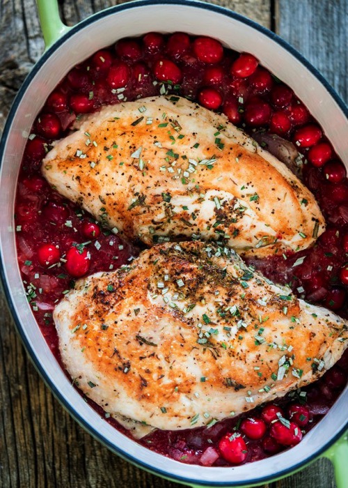 Roasted turkey with saucy cranberry sauce 