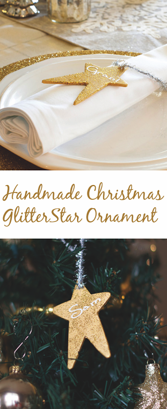 Handmade Christmas Glitter Star Ornament personalized for gift giving