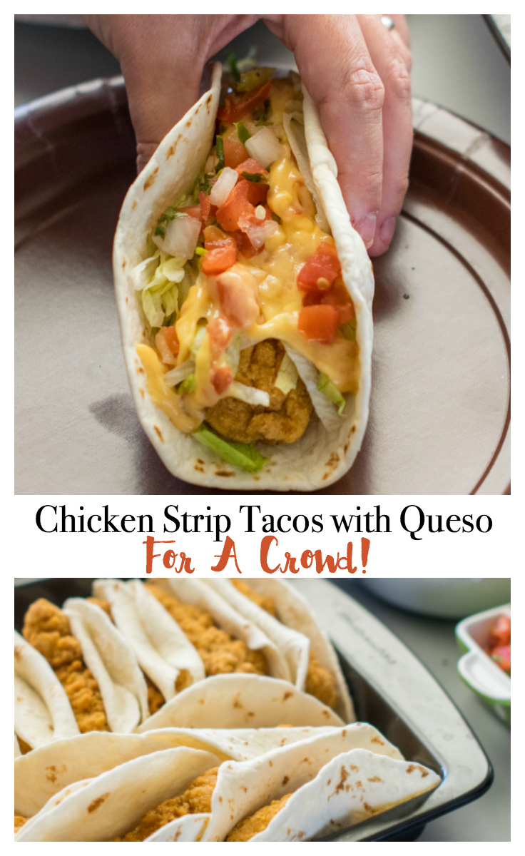 #ad Chicken Strip Tacos With Queso For A Crowd! Appetizer | Main Meal | Party | Chicken | Dinner #PlayoffPicks #Cbias