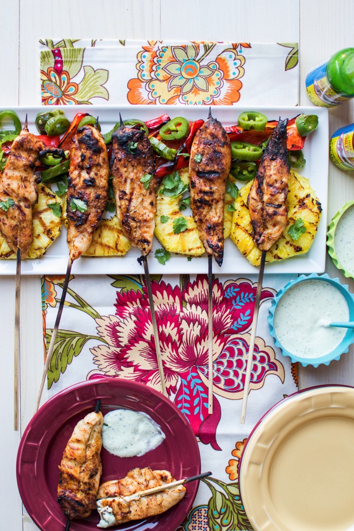 Jerk Chicken Skewers with Aioli Sauce for a party