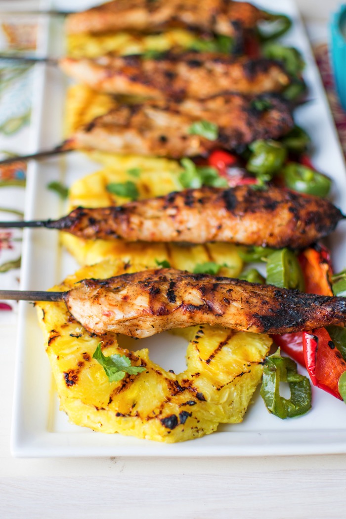 Jerk Chicken Skewers with Aioli Sauce for football viewing parties