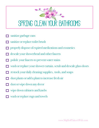 Spring Clean Your Bathrooms! Free Printable Checklist! Cleaning and Organzing | Spring Cleaning | Free Printable